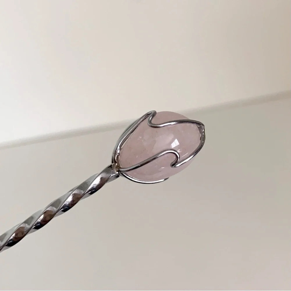 Vintage silver rope spoons with stone ends